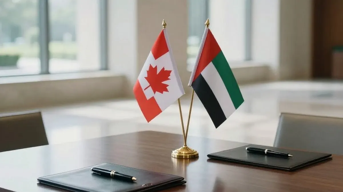 Illustration for: Canada and UAE Sign Comprehensive Trade Deal as Ottawa Looks Beyond US Markets